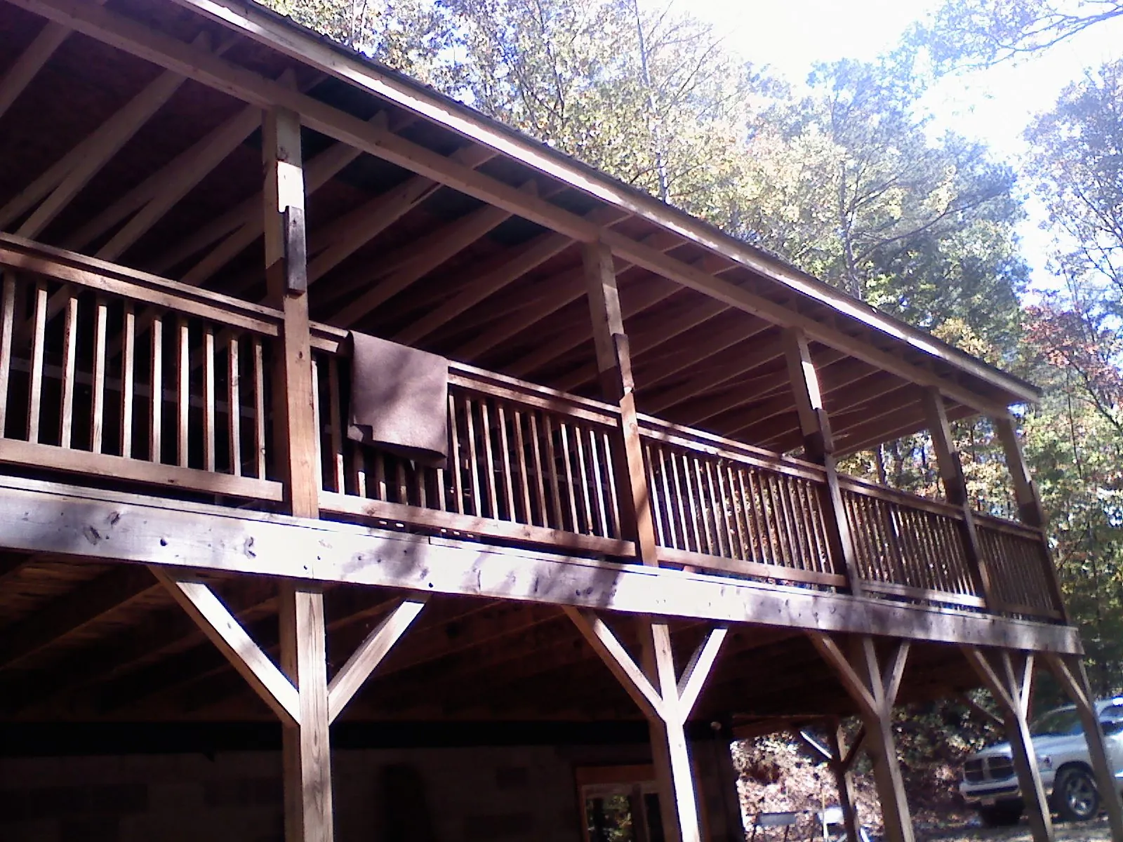 Timber framing under a new elevated porch and deck — Roof Leak Repair in Moshannon by Roofing Brothers